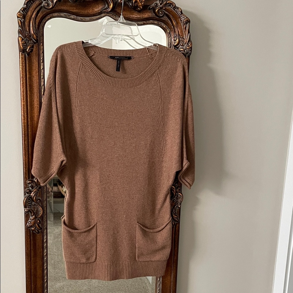 BCBGMAXAZRIA Tan Wool Tunic Sweater